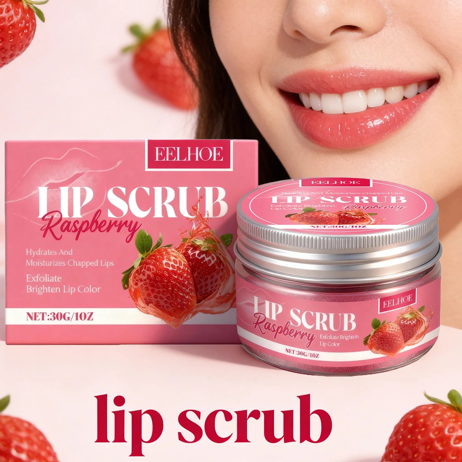 Strawberry Lip Scrub Exfoliating Preventing Drying Cracking