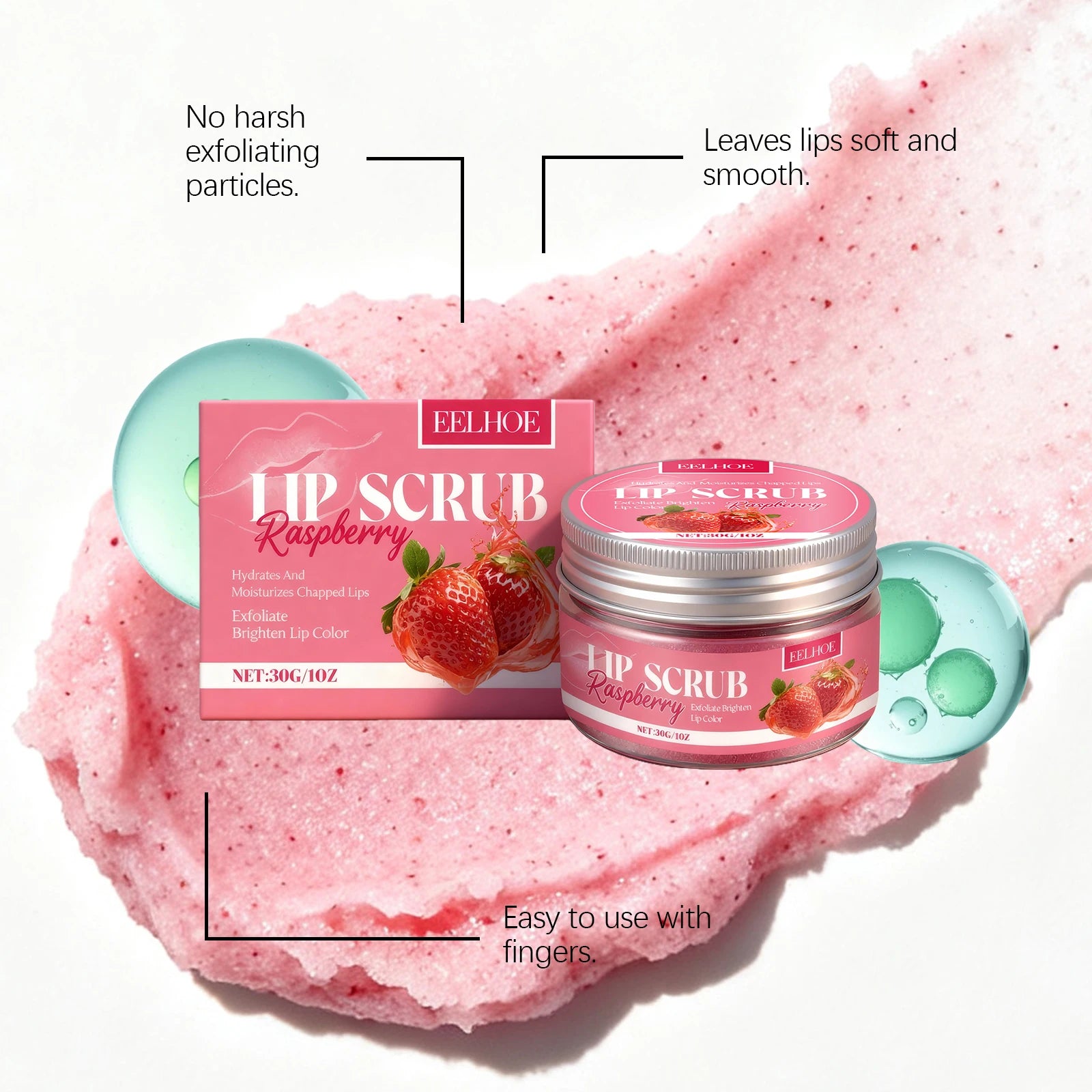 Strawberry Lip Scrub Exfoliating Preventing Drying Cracking